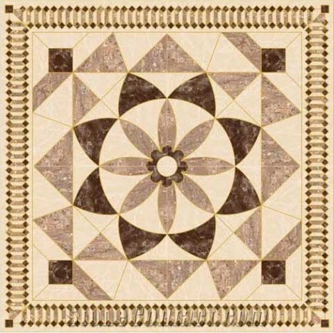 Waterjet Marble Floor Rosettes, Mexico Marble Waterjet Medallions