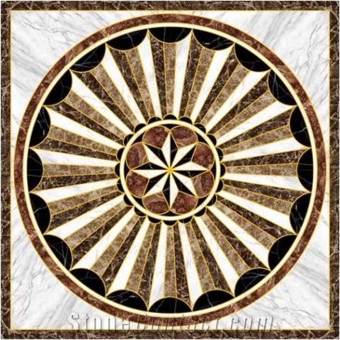 Waterjet Marble Floor Rosettes, Mexico Marble Waterjet Medallions