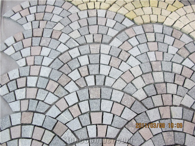 China Multicolor Granite Paving Stone Flished Flamed for Outdoor Paving Sets