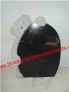 China Absolute Black Polished Monument & Tombstone, China Shanxi Black Polished Monument & Tombstone, China Absolute Black Polished Memorials & Headstones,Bear Carving, Us Style
