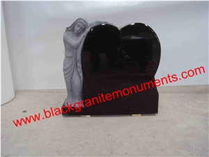 China Absolute Black Polished Monument & Tombstone, China Shanxi Black Polished Monument & Tombstone, China Absolute Black Polished Memorials & Headstones,Angel Carving, Us Style