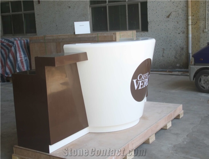 Reception Counter Manufacture Led Cafe Bar Counter, Acrylic Solid Surface Counter Top