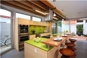 Apple Green Table Tops Made Of Quartz Stone Solid Surfaces Tabletops-Chemical and Stain Resistant, Non-Porous, Easy Maintenance