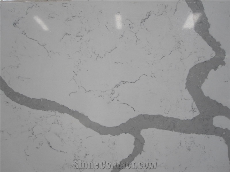 Carrara White Man-Made Stone Slabs and Tiles 2cm and 3cm Available for Worktops and Kitchen Tops
