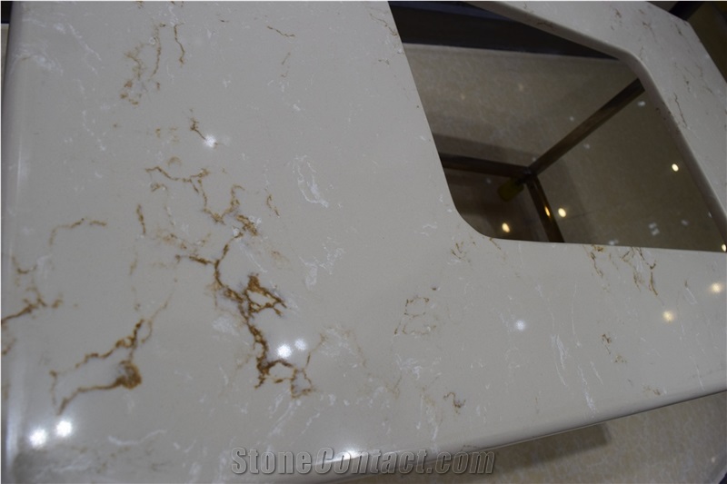 Quartz Stone 2cm and 3cm Available for American Kitchen Countertops with Bullnose Edge Profile