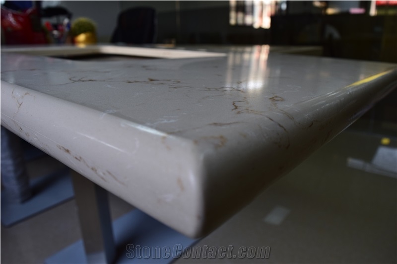 Quartz Stone 2cm and 3cm Available for American Kitchen Countertops with Bullnose Edge Profile