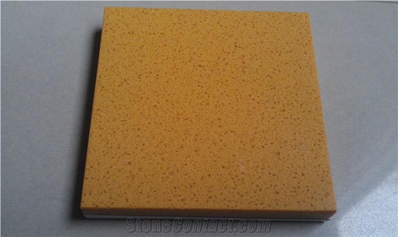 Sparkle Yellow Engineered Quartz Stone Tiles and Slabs for Commercial Mall and Airport