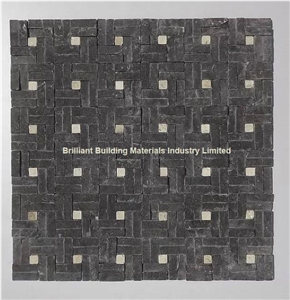 Black Limestone Mosaic Mixed Travertine Both Split