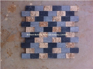 Black Limestone Mosaic Mixed Travertine