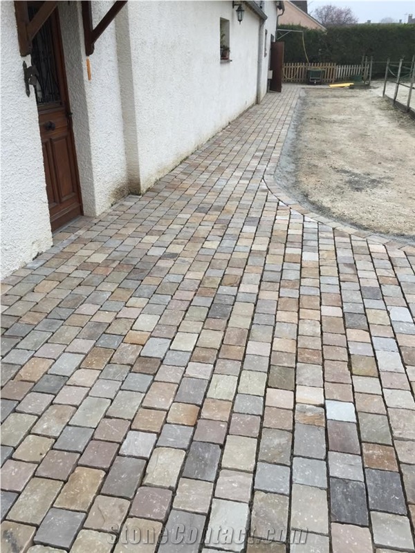 Kandla Multicolor Ocre Brown, Kandla Brown Sandstone Cobble, Pavers