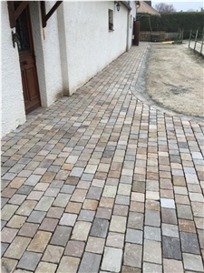 Kandla Multicolor Ocre Brown, Kandla Brown Sandstone Cobble, Pavers