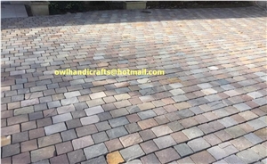 Kandla Multicolor Ocre Brown, Kandla Brown Sandstone Cobble, Pavers