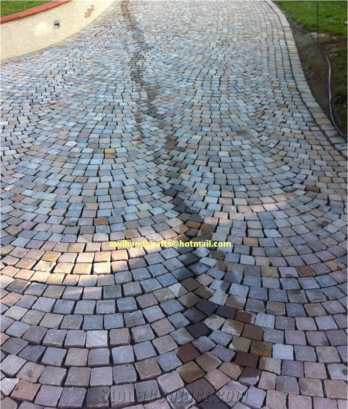 Kandla Multicolor Ocre Brown, Kandla Brown Sandstone Cobble, Pavers