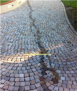 Kandla Multicolor Ocre Brown, Kandla Brown Sandstone Cobble, Pavers