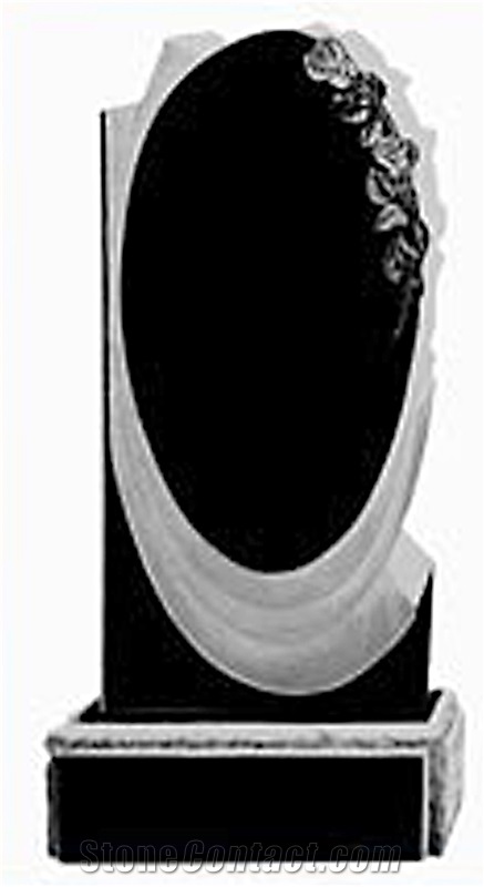 Black Granite Headstone with Carving, Shanxi Black Granite Monument & Tombstone