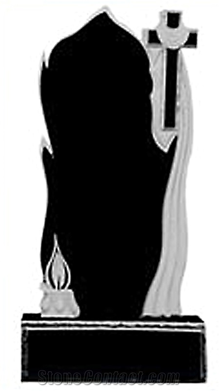 Black Granite Headstone with Carving, Shanxi Black Granite Monument & Tombstone