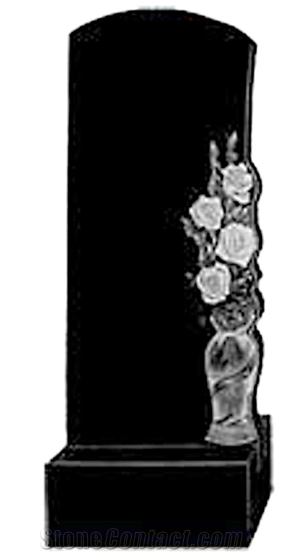 Black Granite Headstone with Carving, Shanxi Black Granite Monument & Tombstone
