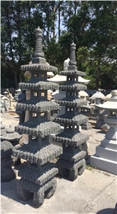 Black Travertine Garden Lantern, Hainan Black Basalt Garden Lanterns