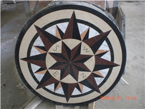 Dark Emperador Marble & Beige Marble Round Waterjet Medallion Flooring