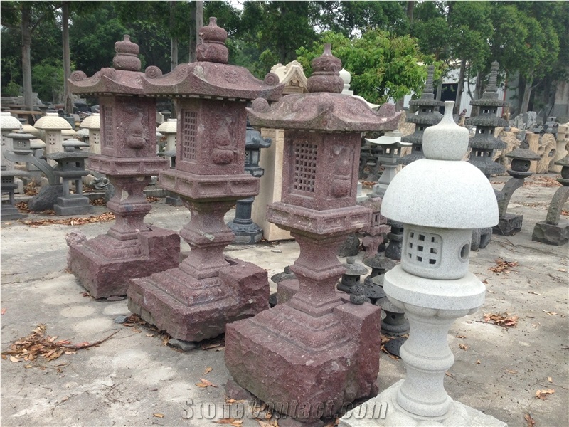 G666 Red Porphyry Lantern,Japanese Lantern, G666 Granite Lanterns
