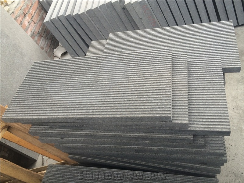 G684 Black Basalt Grooved Tile for Pool Pavers