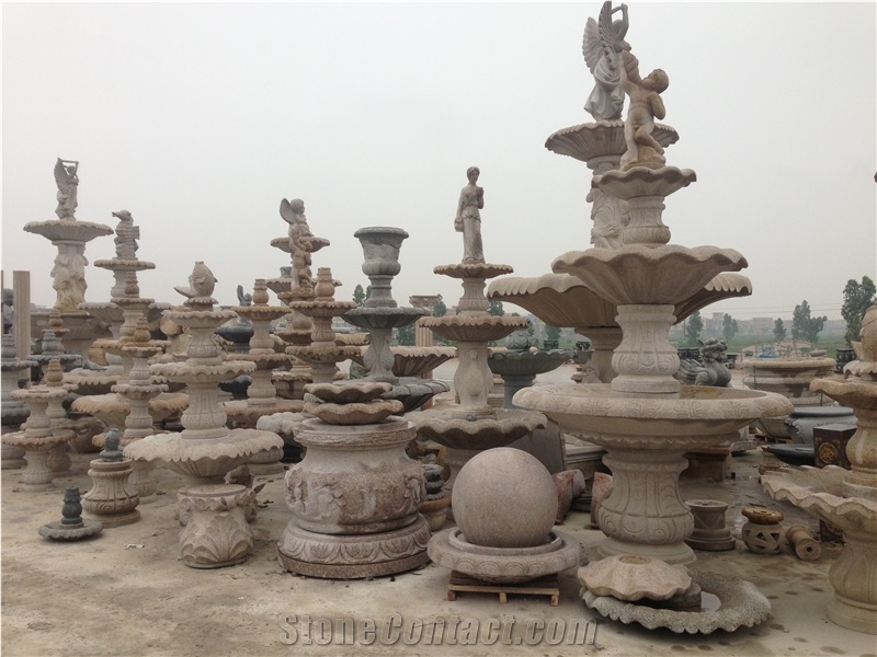 Garden Fountain,Granite Fountain,Water Feature, G682 Yellow Granite Garden Fountains