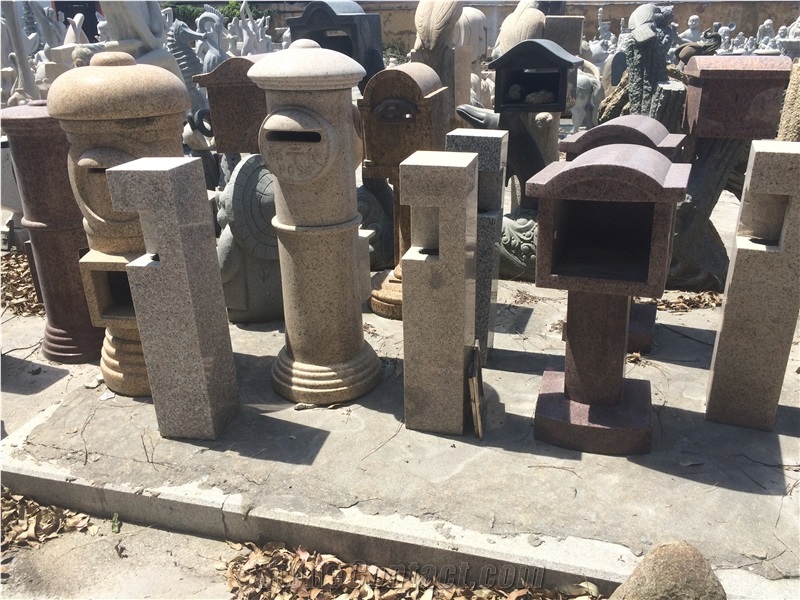 Granite Stone Mailbox,Postage Box, G603 Grey Granite Lanterns, Stone Mailbox