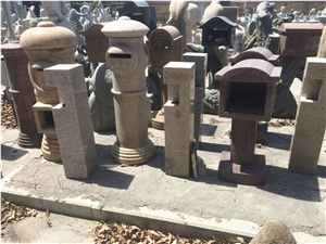 Granite Stone Mailbox,Postage Box, G603 Grey Granite Lanterns, Stone Mailbox