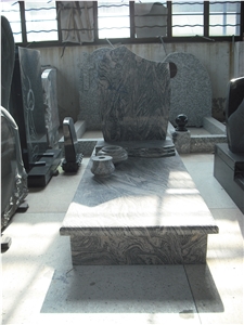 Juparana India Granite Polish Single Cross Monument & Tombstone