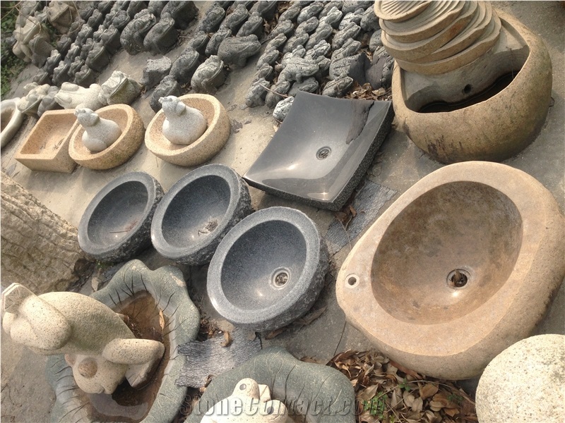Natural Stone Basin,Water Bowl, G684 Black Basalt Sinks & Basins