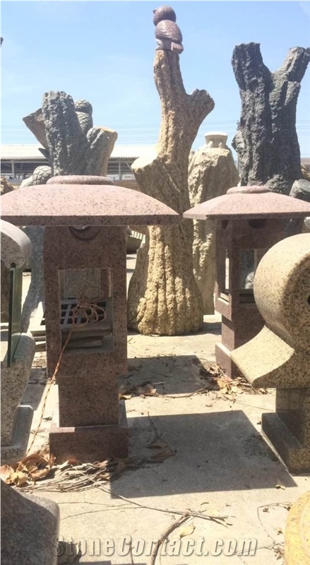 Red Granite Landtern, Pink Red Granite Lanterns, Stone Mailbox