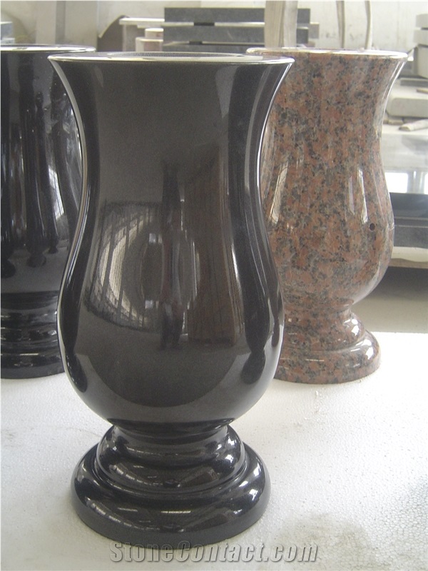 Shanxi Black Granite Monumental Vases,Flower Holder