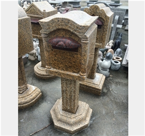 Tiger Skin Rustic Yellow Granite Stone Mailbox