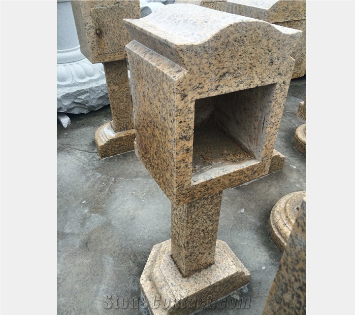 Tiger Skin Rustic Yellow Granite Stone Mailbox