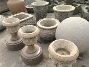 Yellow Granite Garden Flower Pot, G682 Yellow Granite Flower Pots