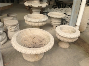 Yellow Granite Garden Flower Pot, G682 Yellow Granite Flower Pots