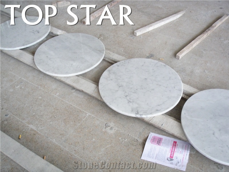 Polished Bianco Carrara White Marble Round Tables