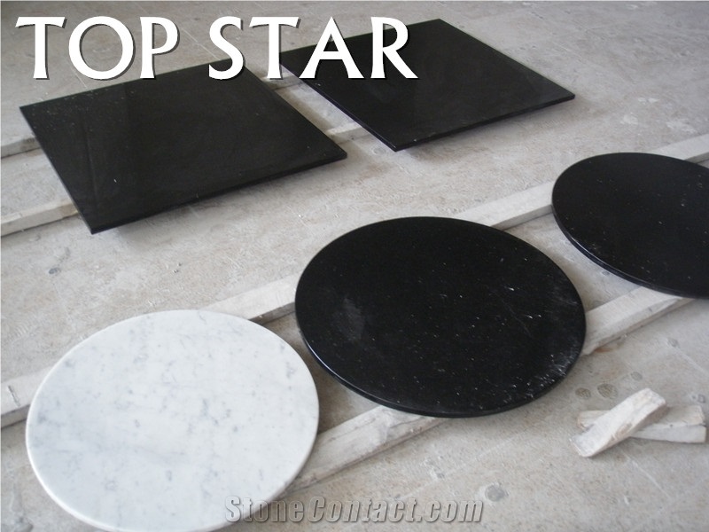 Polished Bianco Carrara White Marble Round Tables