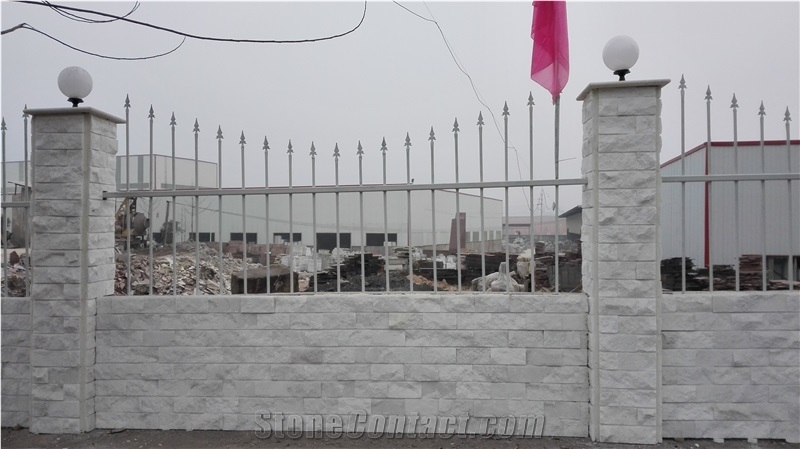 Nice White Split Marble Mushroomed Stone