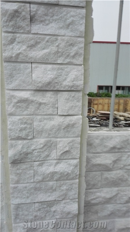 Nice White Split Marble Mushroomed Stone