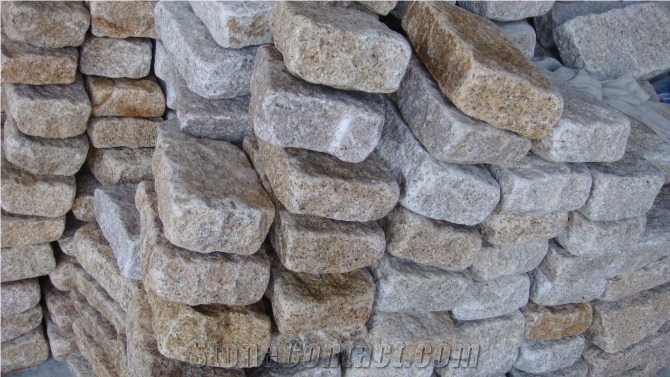 Tumbled Yellow Misty G682 Granite Natural Stone Cubic Pavers