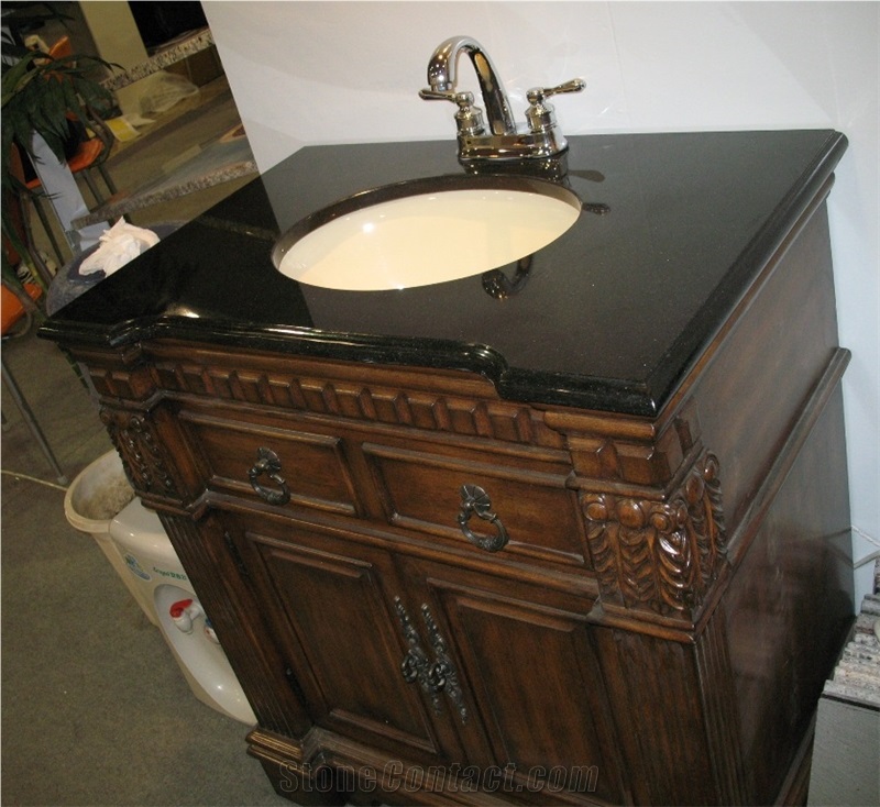 Absolute Black Granite Polished Bathroom Tops & Vanity Tops, China Black Granite