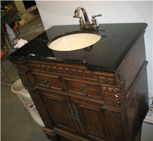 Absolute Black Granite Polished Bathroom Tops & Vanity Tops, China Black Granite