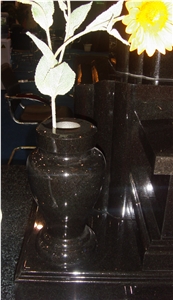 Black Galaxy Granite Tombstone & Monument Vases, Indian Black Granite Vases