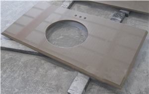 China Brown Artificial Quartz Vanity Tops, China Man-Made Quartz Kitchen Countertops