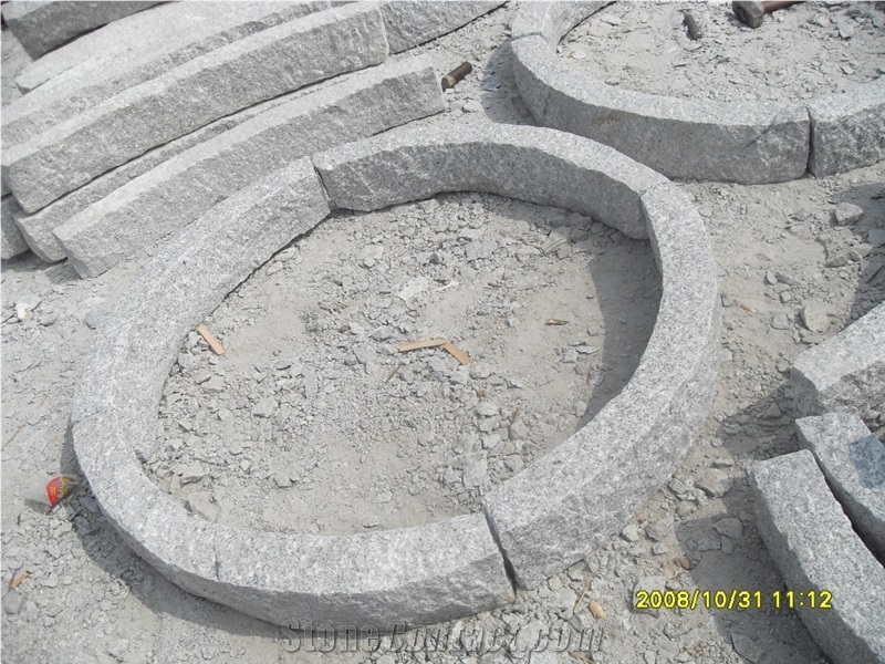 China Grey G602 Sardo Granite Curved Kerbstone, China Light Grey Granite Kerbs
