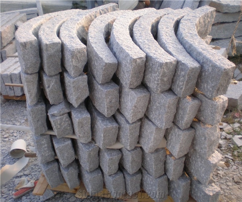 China Grey G602 Sardo Granite Curved Kerbstone, China Light Grey Granite Kerbs