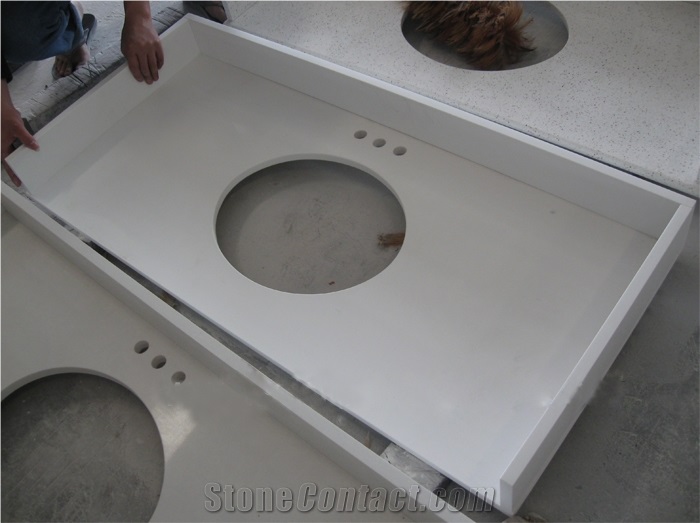 China Manmade Super White Stone Bath Tops & Vanity Top