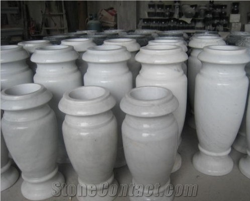 China White Marble Tombstone Vases & Flower Vases