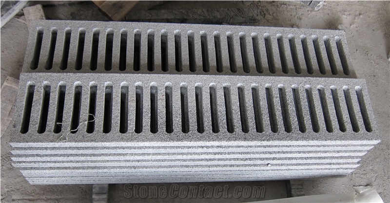 G601 Granite Flamed Drain Grate, China Light Grey Drain